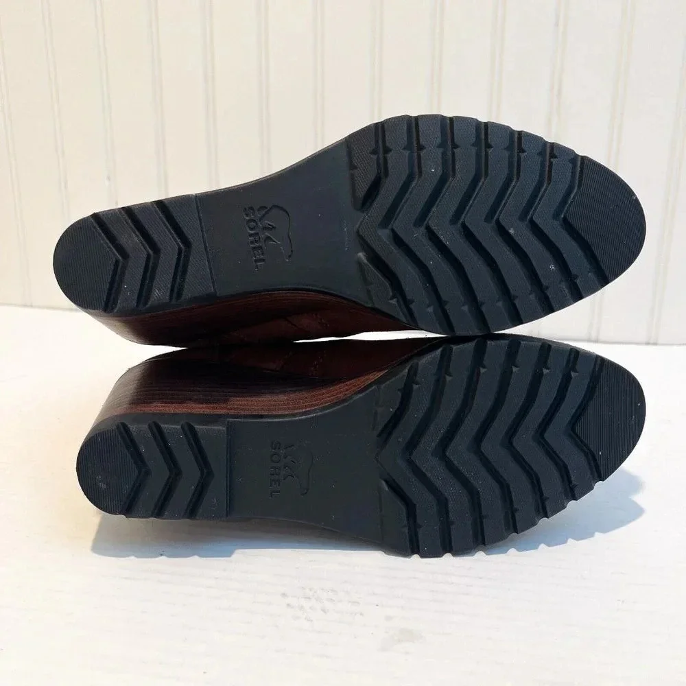 Sorel Brown Suede Buckle Bohemian Winter Round Toe Wedges FLAWED 10.5
